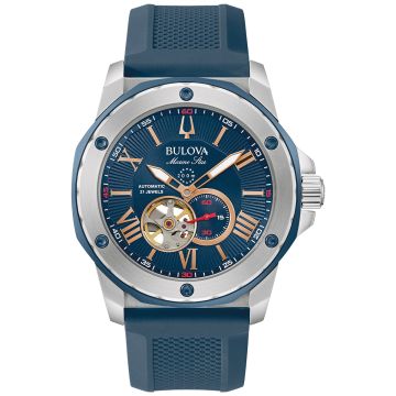 Odkryj Zegarek męski automatyczny Bulova Marine Star 98A282 z niebieską tarczą na silikonowym pasku