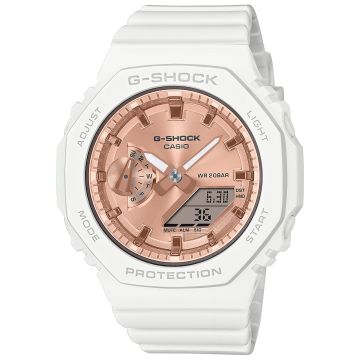 Zegarek damski G-Shock GMA-S2100MD-7AER na pasku w białym kolorze z tarczą rose gold