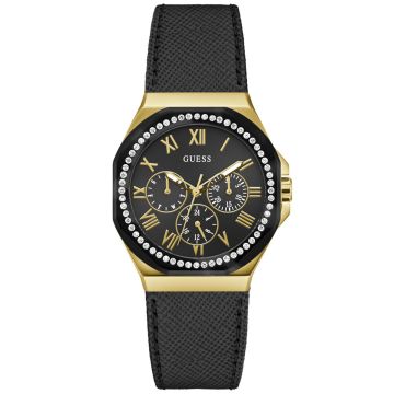 GUESS Ladies Black Gold Tone Multi-function Watch GW0753L4