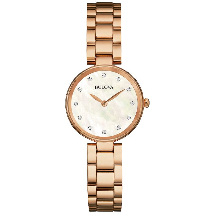 Bulova diamond 2025 watch rose gold