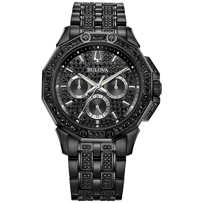 Bulova black 2025 diamond watch