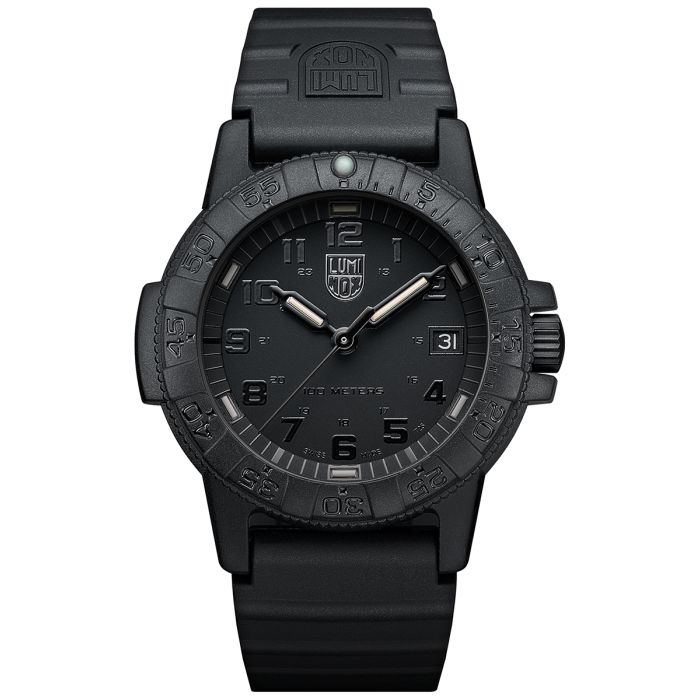 Czarny zegarek męski na pasku Luminox Leatherback Sea Turtle 0300 Series Blackout