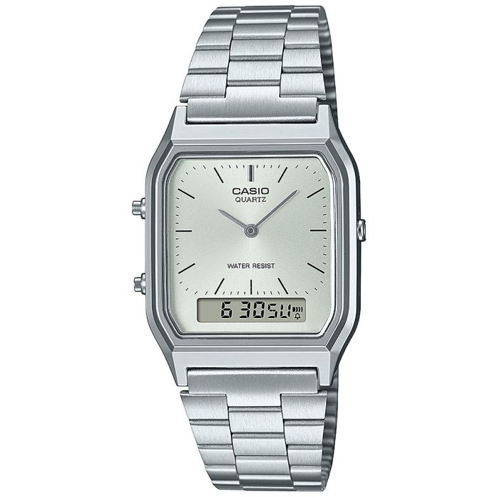 Zegarek Casio Vintage  AQ-230A-7AMQYES z kwadratową białą tarczą