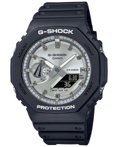 Zegarek męski Casio G-Shock GA-2100SB-1AER  na pasku w czarnym kolorze ze srebrną tarczą