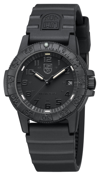 Czarny zegarek męski na pasku Luminox Leatherback Sea Turtle 0300 Series Blackout