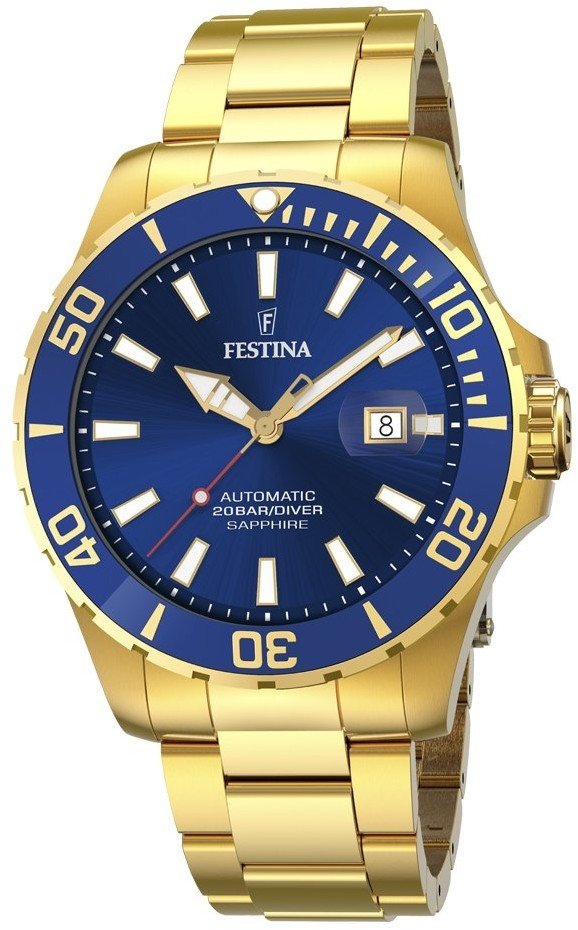 Zegarek męski ze srebrną tarczą i złotą kopertą FESTINA 20038/1