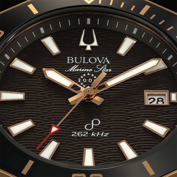 Odkryj Zegarek męski automatyczny Bulova Marine Star 98A282 z niebieską tarczą na silikonowym pasku