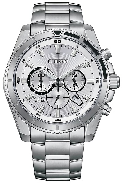 Srebrny zegarek męski z chronografem Citizen AN8200-50A