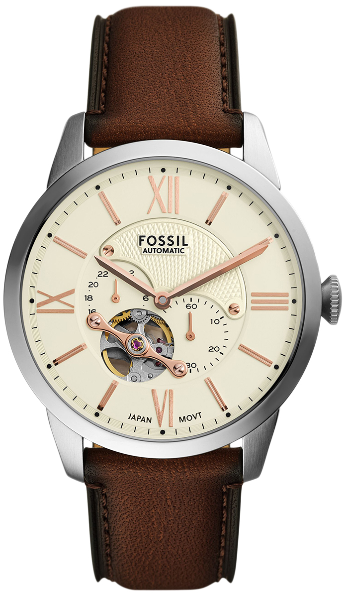 Zegarek męski FOSSIL Brown Leather Strap Open Heart 42mm ME-3266