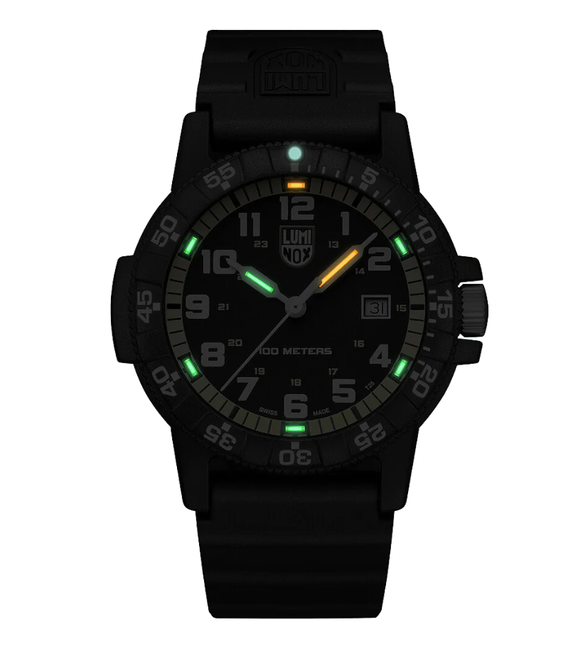 Czarny zegarek męski na pasku Luminox Leatherback Sea Turtle Giant 0320 Series XS.0325