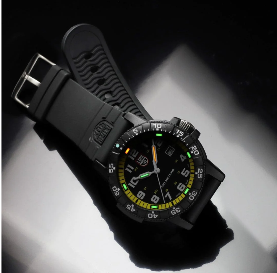 Czarny zegarek męski na pasku Luminox Leatherback Sea Turtle Giant 0320 Series XS.0325