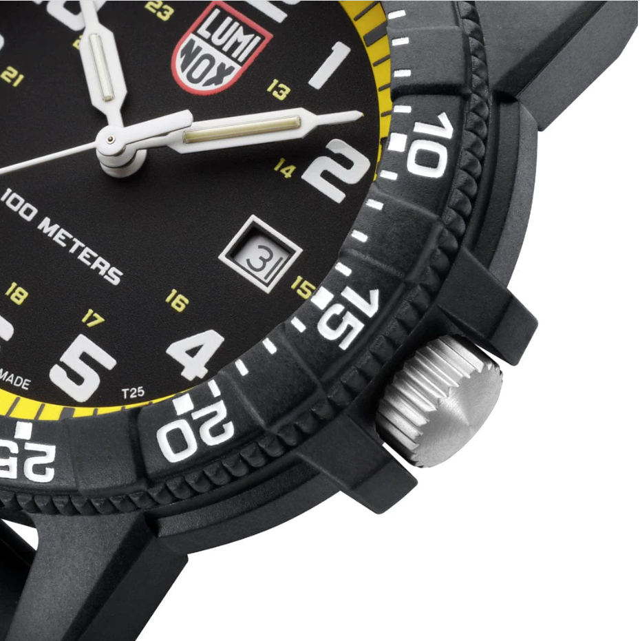 Czarny zegarek męski na pasku Luminox Leatherback Sea Turtle Giant 0320 Series XS.0325