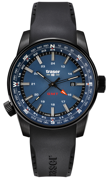 Zegarek męski z niebieską tarczą TRASER P68 Pathfinder GMT Blue 109743