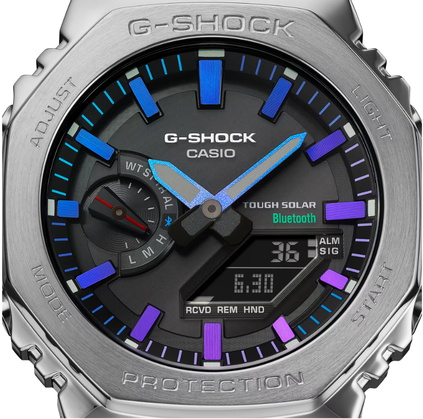 Srebrny zegarek męski G-Shock na bransolecie G-SHOCK Full Metal Octagon GM-B2100PC-1AERR Bluetooth